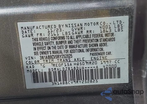 2024 Nissan Sentra Sv Xtronic Cvt from USA, damaged, VIN 3N1AB8CV9RY252825